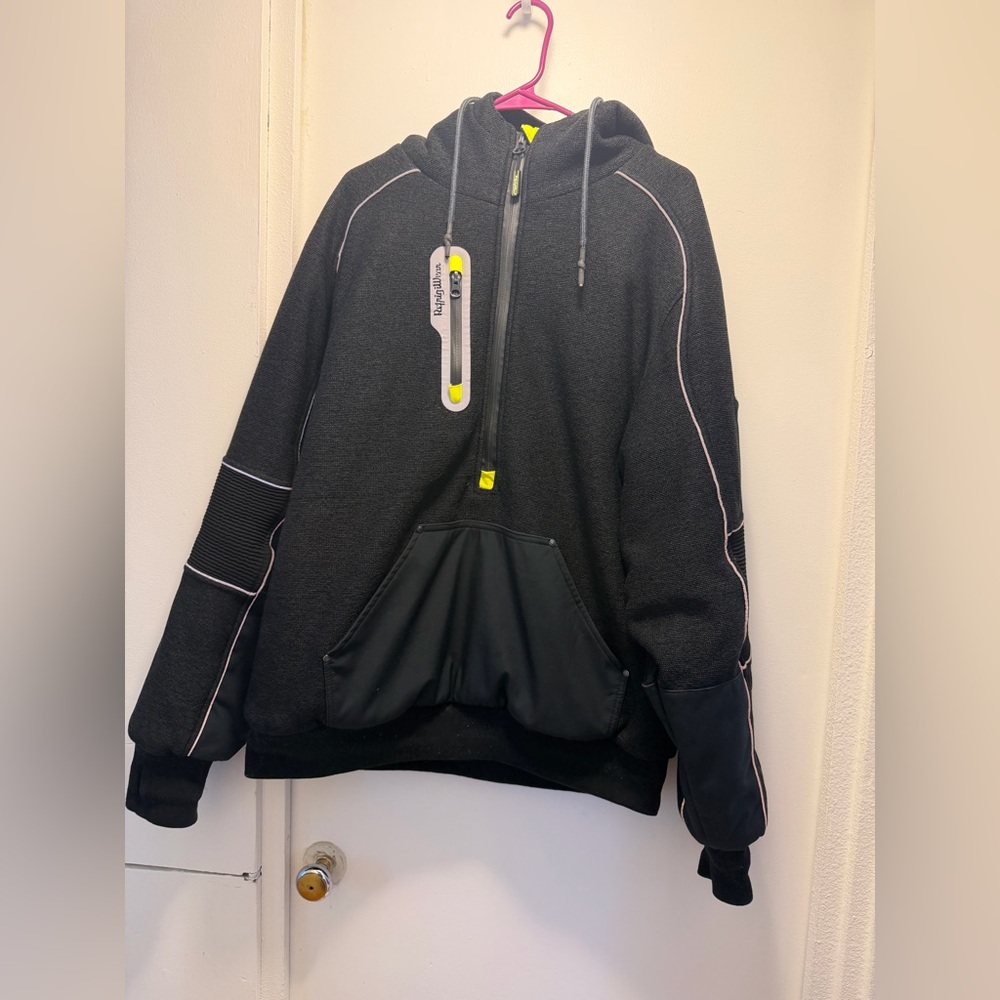 Black Hooded Jacket with White Accents